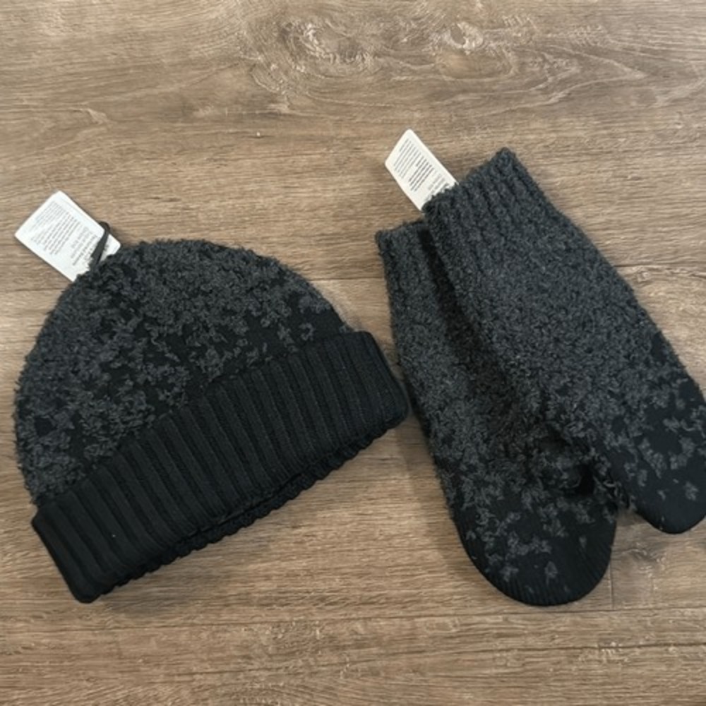 Lululemon Ombré‎ Knit Beanie + Mittens 2 Piece Bundle Black Graphite Grey NWT ❄️